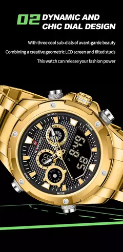 Reloj de pulsera de cuarzo de acero inoxidable militar deportivo para hombre de la mejor marca NAVIFORCE, cronógrafo, reloj Masculino 2024