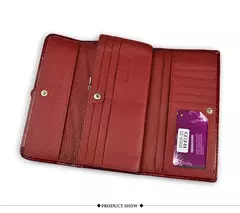 Bolsos de mano de cuero genuino para mujer a la moda Carteras de diseño de lujo Monederos largos brillantes 2022 Bolso de mano elegante para mujer - Eleganzie