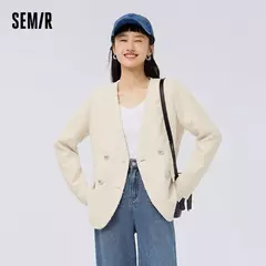 Semir-chaqueta con cuello en V para mujer, abrigo elegante con fragancia pequeña, moda para viajar, primavera 2023