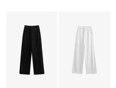 TOYOUTH, pantalones informales para mujer, primavera 2025, nuevos pantalones largos de algodón de pierna ancha rectos ajustados de cintura alta, color blanco - tienda en línea