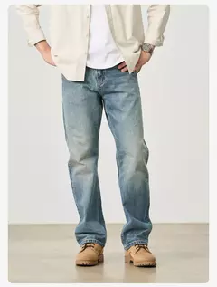 SIMWOOD 2025 primavera nuevo suelto Relax 13,5 oz 100% tela de algodón lavado Vintage Jeans hombres pantalones vaqueros de alta calidad - Eleganzie