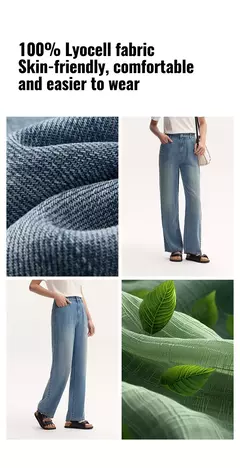 Semir Jeans Mujer Pantalones largos con cintura elástica 2024 nueva versión de verano pantalones de pierna ancha con sensación fresca en internet