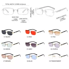 Gafas de sol sin montura a la moda para hombres y mujeres, gafas de sol sin marco populares, gafas de sol clásicas para hombre y mujer, gafas de sol cuadradas pequeñas para viajar en verano