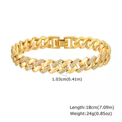 Pulsera de Cadena con Bloques e Incrustaciones de Circonita – Lujo Dorado en internet