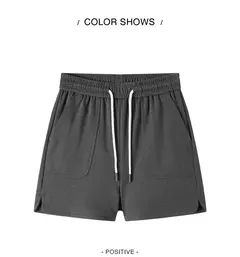 Semir-pantalones informales para mujer, pantalón holgado de pierna recta con cintura elástica, versión de verano, pantalones cortos con textura dividida, 2024 - tienda en línea