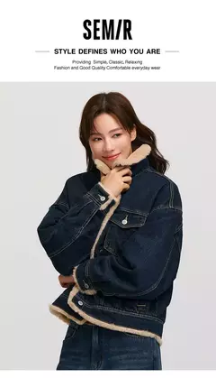 Semir-chaqueta vaquera de retales para mujer, chaqueta acolchada con solapa de piel de conejo de imitación, holgada, invierno, 2024 en internet
