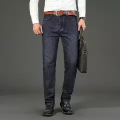 2025 moda cuatro estaciones clásico azul negro trabajo pantalones vaqueros hombres Jeans Casual recto estiramiento ropa de marca masculina - buy online