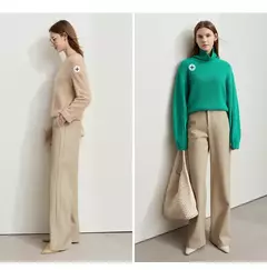 AMII-pantalones minimalistas de punto en espiga para mujer, pantalón de pierna ancha de cintura alta, informal, para ir al trabajo, invierno, 2024 12444064 - buy online