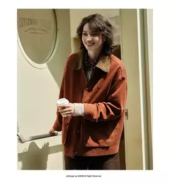 Imagen de Semir-abrigo de longitud media para mujer, chaqueta holgada con cuello de PANA con bloqueo de Color, estilo Retro, bordado, a la moda, novedad de otoño, 2024