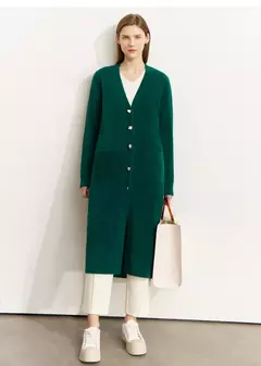 AMII-suéter minimalista para mujer, cárdigan con cuello en V, diseño de botones artísticos, ropa de punto larga holgada, Tops 2022, invierno, 12241079 - comprar en línea