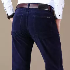 Pantalones informales de pana para hombre, moda de negocios, elásticos, de ajuste Regular, color negro, caqui, café, azul marino, otoño e invierno - online store
