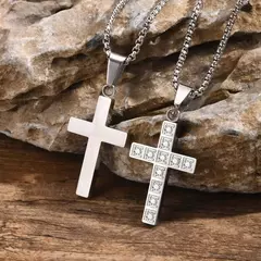 Vnox Collares con colgante de cruz de fe para hombres y mujeres, cruz decorativa para espejo trasero de coche, Collar de collares cristianos de oración en internet