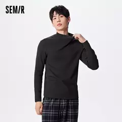 Semir-ropa interior de Cuello medio alto para hombre, cómoda, a la moda, microcepillada, capa Base Simple diaria