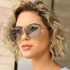 Gafas de sol cuadradas de Metal de lujo para hombre y mujer, lentes de sol de piloto grandes a la moda, clásicas, negras, para aviador, para conducir y viajar - Eleganzie