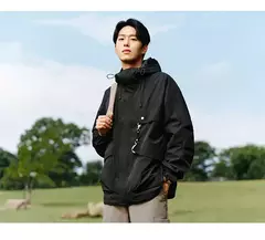 Chaqueta Semir para hombre, prendas de vestir exteriores, chaqueta holgada con capucha de tres pruebas para exteriores, mangas con hombros caídos y bolsillos grandes, otoño 2024 - online store