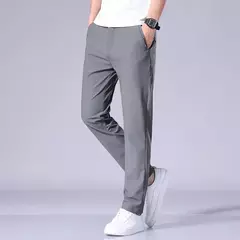 2025 Joggers de verano para hombre, tela fina de seda de hielo, pantalones casuales elásticos de cuatro lados, pantalones Cargo, ropa de calle, pantalones de chándal on internet
