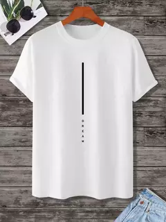Image of Camiseta holgada de verano 100% algodón con estampado de letras DREAM para hombre, camiseta deportiva informal ajustada con cuello redondo y manga corta