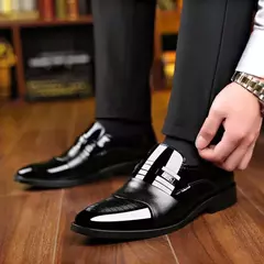 Zapatos de cuero formales para hombres, modernos y versátiles, informales de negocios, sencillos, sin cordones, zapatos de cuero informales perezosos