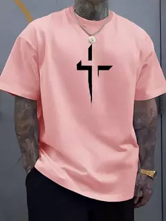 Camiseta de manga corta con cuello redondo para hombre, 100% de algodón puro, informal, holgada, de talla grande, con estampado creativo cruzado, deportiva, cómoda, de verano - Eleganzie