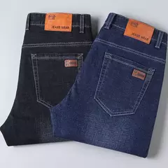 Pantalones vaqueros elásticos de Ajuste Recto para hombre, pantalones vaqueros suaves de color negro, 2023 - tienda en línea