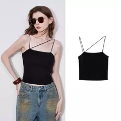 TOYOUTH-Chaleco para mujer, camisola de punto Sexy ajustada asimétrica, camisetas sin mangas, primavera 2025 - tienda en línea