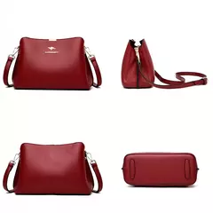 Bolso de mano de cuero de alta calidad para mujer, bolsa de hombro multifuncional, de diseñador de lujo, Color sólido - Eleganzie