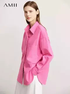 AMII-chaquetas vaqueras minimalistas para mujer, abrigos holgados de 2022 algodón, de estilo hong kong, a la moda, 100%