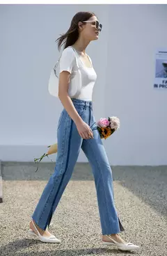 AMII-camisetas minimalistas para mujer, camisetas con cuello en U, cómodas, elásticas, ajustadas, versátiles, de manga corta, para verano 2024 12342288 - online store