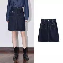 TOYOUTH falda de mujer 2025 primavera nuevo estilo americano High Street una línea hasta la rodilla ropa de trabajo falda vaquera en internet