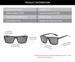 Gafas de sol polarizadas cuadradas negras clásicas para hombre, gafas de sol azules con espejo a la moda, gafas de sol Unisex Vintage antideslumbrantes para conducir UV400
