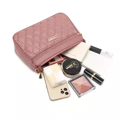 Bolso cruzado de cuero PU con cremallera para mujer, bandolera pequeña de gran capacidad con hilo de bordar, a la moda, novedad - Eleganzie