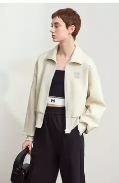 Imagen de Amii-abrigo corto informal con cremallera para mujer, sudadera holgada de cuello alto, chaqueta deportiva de calle, Otoño, 2024, 12443222