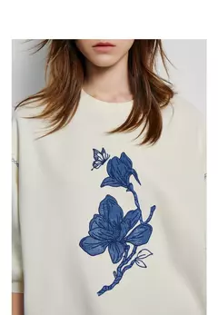 TOYOUTH-Sudadera con bordado de flores para mujer, jersey de manga larga con cuello redondo, ropa de calle, Tops, novedad de primavera 2024 - Eleganzie