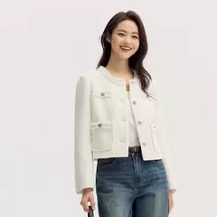 Semir-abrigo de manga corta para mujer, chaqueta ajustada con hombreras y borlas, elegante y suave, estilo carbón, novedad de 2024 - Eleganzie