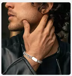 Vnox Pulseras de cadena cubana para hombre y mujer, pulsera de eslabones de acero inoxidable de 7,5 mm, joyería de personalidad simple ajustable