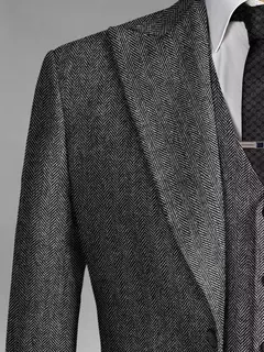 Traje de lana de 3 piezas para hombre, chaqueta de Tweed Vintage, espiga de lana gris, alta calidad, 100% - buy online