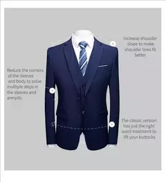 Trajes para hombres elegantes, Blazers de 3 piezas, 2 conjuntos, chaquetas de boda, chaleco, pantalones, moda de lujo, traje completo clásico, traje Formal 2025