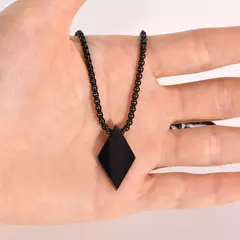 Vnox Collar de rombo para hombre, colgante geométrico de acero inoxidable con cadena de caja ajustable, collar minimalista clásico simple en internet