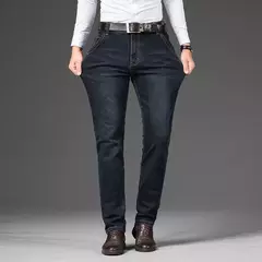 Pantalones de negocios clásicos de talla grande 28-46 para primavera y otoño, pantalones vaqueros informales a la moda de marca para hombre, pantalones vaqueros rectos elásticos - Eleganzie