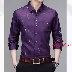 Camisa estampada de manga larga informal y de moda para hombre, top de negocios sin planchar y resistente a las arrugas - buy online