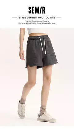 Semir-pantalones informales para mujer, pantalón holgado de pierna recta con cintura elástica, versión de verano, pantalones cortos con textura dividida, 2024 en internet