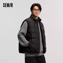 Semir abajo chaleco hombres 2024 nuevo invierno cuello alto impreso ropa de abrigo texturizada apilamiento ropa interior moda versátil. - Eleganzie
