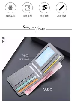 Cartera de lona a la moda para hombre, monedero corto, funda para tarjetas de crédito, tarjetero negro/azul/gris, monedero para hombre, soporte para banco 2023