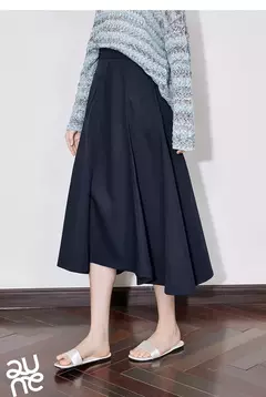 TOYOUTH falda de mujer 2025 primavera nueva falda de paraguas de línea A hasta el tobillo de algodón con bolsillo Irregular - Eleganzie