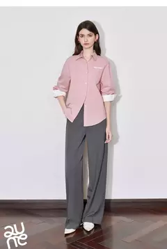 TOYOUTH informal-Blusa de manga larga para mujer, camisa con cuello vuelto, diseño de bolsillo, Color contrastante, otoño, 2024 on internet