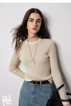 TOYOUTH-suéter de punto de lana para mujer, Jersey falso de dos piezas de Color contrastante, ajustado, otoño e invierno, 2024 - Eleganzie