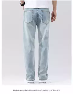 Pantalones vaqueros informales elásticos de algodón puro para hombre, pantalones de pierna ancha rectos holgados clásicos, pantalones vaqueros lavados de marca de alta calidad - buy online