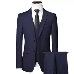 Imagen de Traje de hombre para boda, 3 piezas, 2 conjuntos, Blazers, chaquetas elegantes, chaleco, pantalones, abrigos de negocios de lujo, Formal coreano de alta calidad 2024