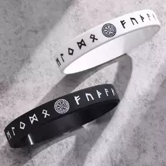 Vnox Pulsera de silicona de 12 mm para hombres, pulsera de silicona de caucho suave, juego de brazaletes con runas y brújula vikinga nórdica