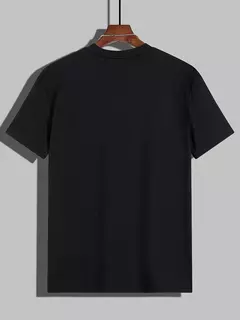 Camiseta de manga corta con cuello redondo y estampado de letras 100% algodón de talla grande informal de verano para hombre - buy online